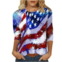 Grafičke majice hesxuno za žene, modne žene američke zastave tiskane majice sa slobodnim pričvršćujućim