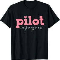 Pilot u tijeku Smiješan budući pilot zrakoplovni avionske darove majica crna x-velika
