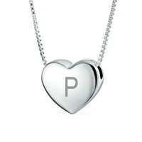 Početni P Monogram Ogrlice za srce Slide Privjesak .925Strening srebro