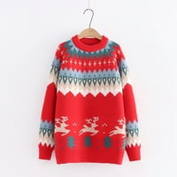Ženski božićni džemper džemper dugih rukava pleteni džemper o vratu Božićni pleteni pulover džemper
