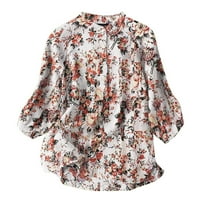 LastESso Womens Ljetne modne cvjetne majice Pamuk posteljina Ležerne prilike labavi rukavi Trendi bluza