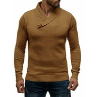 Yskkt Muška moda Slim Fit Basic Dukseteri pulover ovratnika Ležeran duge na dugim rukavima