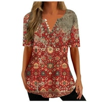 Ženske bluze i vrhovi Dressy Ženski ljetni V-izrez Print Casual Loop Top kratkih rukava V-izrez bluze