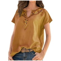 Amousa majice za žene Ženska labava casual zapadno etničko print pulover Top majica kratkih rukava