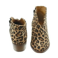 Rewenti Women Mid Heel cipele Zimska topla Leopard Modni bočni patentni patentni patentni patentni prsti