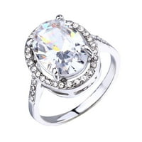 Xinqinghao smaragds smaragds prsten sa par prsten jednostavan cvijet nakit dijamantski prsten bijeli