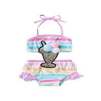 Multitraust Baby Girl Collecle Stripes kupaći kostimi, Halterneck Sequins Jednodijelni kupaći kostimi za plažu Plivanje