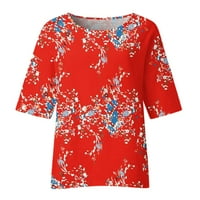 Yyeselk bluze za žene srušene casual okruglih vrata pola rukava tunika vrhovi modni elegantni cvjetni