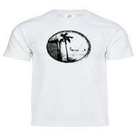 Gravity Trading Mens Sunset Palm Tree Solarna magija Promjena majice s kratkim rukavima - Bijela - mala