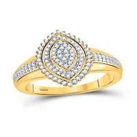 10KT Žuto zlato Ženo okruglo Diamond Marquise-oblik klaster prsten CTTW