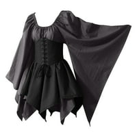 Vivianyo HD haljine za žene Žene dugih rukava Kostimi Gothic Retro dugih rukava kože za dugih rukava
