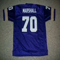Neigned Jim Marshall Jersey # Minnesota Custom Stitched Purple Novi fudbal Nema marki Logos Veličine S-3XLS