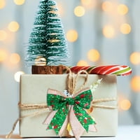 Božićni lukovi ukrasi za Xmas Tree Burlap Plaid Bow, 3. U Mini Bowknot Božićno drvce Viseće ukrase,