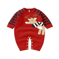 Novorođene dječake Dječji božićni džemper Romper dugih rukava Crewneck Pleteni kombinezon jesen zimska