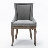 Stolica za ručavanje zadebljane tkanine stolice sa punim drvenim nogama, setom sive