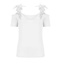 Žene plus veličine čišćenje modnog ženskog ljeta V-izrez kratki rukav s majicom od čipke Ležerne prilike