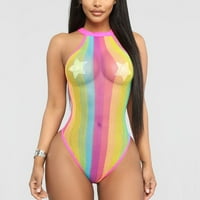 GDFUN Ženske boje podudaranje Halterneck Sexy Mesh Bikini seksi jednodijelni kupaći kostimi ženski