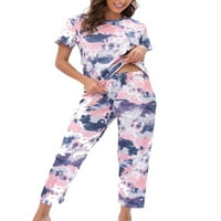 Pajama set za žene za spavanje Ležerne prilike ležerne salage Leopard Colorblocks Ispis noćna odjeća