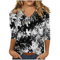 Ljetne bluze za žene, žensko ljeto Tri četvrtine rukava Crewneck casual tiskani bluze chmora