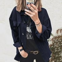 Ženska košulja dugih rukava s dugim rukavima dolje majica prevelika jakna Top tamno plave s