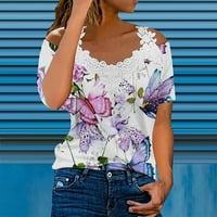 Yubatuo ženske vrhove ženske ljetne modne casual v čipke za vrat sa majicama kratkih rukava s kratkim rukavima Top majice za žene
