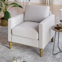 Klasična posteljina fotelja naglasak sa brončanim nailhead trim drvenim nogama Jednostruki kauč za dnevni
