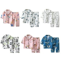 Dječji odjevnici za djevojčice kratki rukav ljetni crtani otisci vrhovi hlače odjeća za odjeću za spavanje padžama