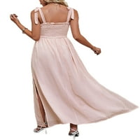 Niveer žene Maxi haljine čipke u obliku duge haljine bez rukava bez rukava na plaži sa ružičastim ružičastom