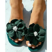 Papuče za žene ravne sandale za žene sa cvijećem Udobne klizanje na casual bohemia plaža Sandal Dame