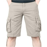 Brglopf Muški klasični teretni kratke hlače opušteno-fit solidni kratki spoljni višestruki džep pamučni