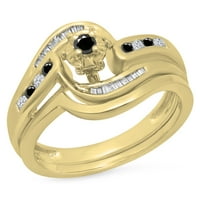 Dazzlingrock kolekcija 0. Carat 10k crno-bijeli dijamantni zaručni prsten za angažman CT, žuto zlato,
