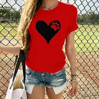 Ženski vrhovi ženske kratke rukave u obliku slova u obliku srca casual vrhovi bluza majice crveni xxl