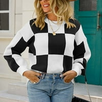 DanceeMangoos Ženska karizani vintageni džemper s dugim rukavima šareni Y2K džemperi Pulover estetske