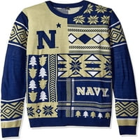 Mornarice Midshingmen NCAA Muške zakrpe ružni džemper, mornarsko plavo
