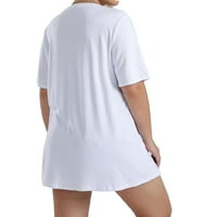 Ženske plus majice Casual običan okrugli vrat TEE 1XL bijeli