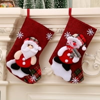 Božićne čarape Božićne ukrase Čarape Santa Snowman Reindeer Viseći čarape za kućni ukras, Crveno