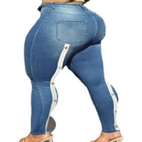 Sexy Dance Dame Lažni Jeans Plus veličina izgled Ispiši se zakrenjene prevelike traper tamne Slim Fit