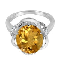 Mauli dragulji za angažman za žene 4. Carat Citrine i dijamantni prsten cvijeća 4-prong 10k bijelo zlato