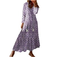 Veličine Puntoco Plus za klirens sposobne žene V-izrez labave haljine s dugim rukavima Purple 8