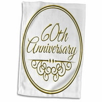 3drose 60. godišnjica poklona - zlatni tekst za slavlje vjenčane godišnjice - godine u braku - ručnik, by