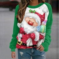 XMas Poklon ušteda do 30% popusta na žensku casual dugi rukav Božićni otisak okruglih vrata pulover