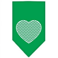 Mirage Pet Products66- Smeg Chevron Heart Ectret Print Bandana, Emerald Green - Mala