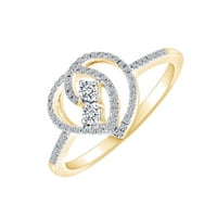 Carat okrugli rez bijeli prirodni dijamantski prsten za srce u 10K čvrstog zlata - veličine 7,5