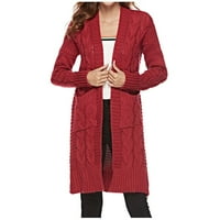 Plus size za žene Zimske vrećaste jakne Poslovne jakne dugih rukava Top srednjeg dugačkog kardigan džemper
