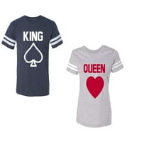 Kralj kraljica Poker Unise Par koji odgovara pamučnom dresu u obliku majica za kontrastne pruge na rukavima