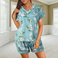 FVWitlyh Super Comfy Womens Pidžamas Žene Pajamas Set Satin Sleepwear Pajamas V rect majica Hraštari Dva pidžama Set