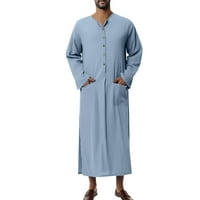 Safuny Muška muslimanska islamska ramazan Jubbah sa džepom Modni trendi pulover Čvrsto opruga dugih