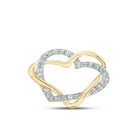 Diamond Queen 10kt Žuto zlato Žene okrugli dijamant Double Privjesak za srce CTTW