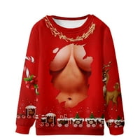 Leesechin Big Muns T Clearice Muška modna povremena božićna pulover Duks dugih rukava okrugli džemper