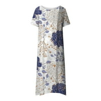 Ljubičasta ljetna haljina za žene Ležerne prilike ispisane V-izrez kratkih rukava s kratkim rukavima